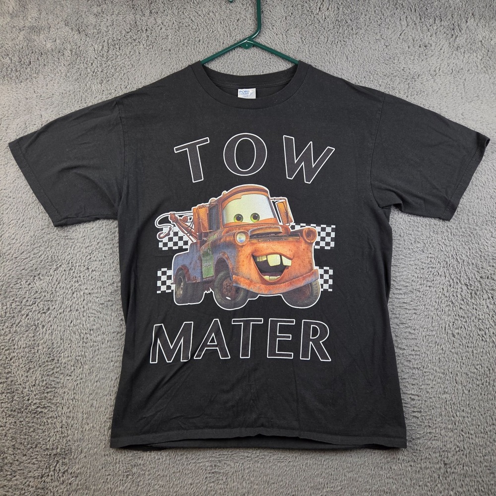 Disney Pixar Cars Tow Mater Shirt Men's Medium Black Short Sleeve Movie Graphic
